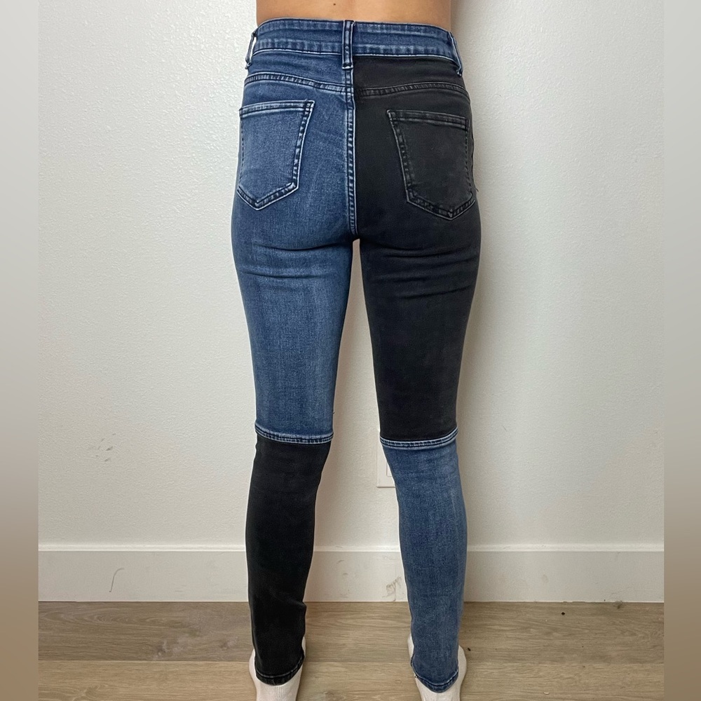 Two Tone Skinny Jean Black and Blue